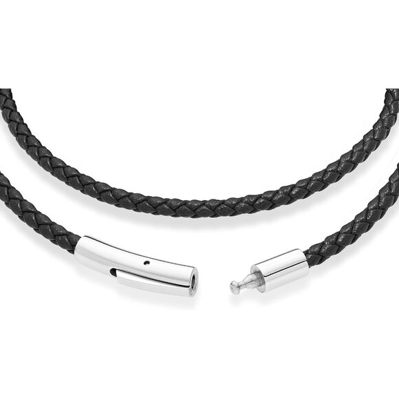 Italian Leather Double Wrap Bracelet Men Women Black Small - Picture 3 of 5